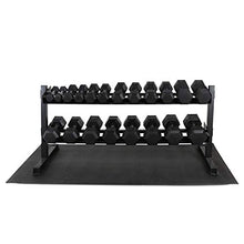 WF Athletic Supply Rubber Coated Hex Dumbbell Set with Rack and Mat - Dumbbells Only 5-50LB with 2-tier Rack and Mat