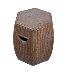 Orientliving Chinese Hexagon Bamboo Theme Garden Stool Brown