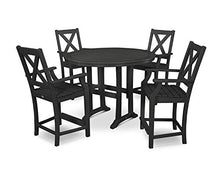 POLYWOOD® Braxton 5-Piece Nautical Trestle Arm Chair Counter Set in Black
