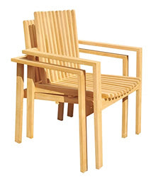 TeakStation Qty 6 - Grade-A Teak Wood Luxurious Solo/Single Clipper Stacking Arm Chairs #36CPAA