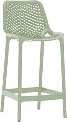 Meridian Furniture 330Mint Mykonos Collection Modern | Contemporary Outdoor Patio Stool with Mint Polypropylene Plastic, Weather Resisting, 17.5" W x 21" D x 38" H, Mint, Set of 4