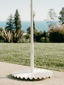 Business & Pleasure Co. The Clamshell Base - Outdoor Patio Umbrella Base - Antique White, 55lbs