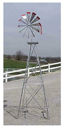 Thaisan7 Aluminum Red Windmill Garden Decor 12' High