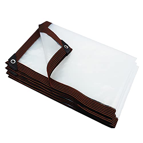 Transparent Tarp with Eyelets Weatherproof Transparent Tarpaulin Foldable Tarp Groundsheet Covers for Garden Furniture Plants Greenhouse_5x8m(Transparent 6x6m)