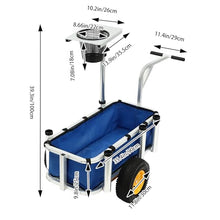 Erxewim Outdoor Fishing Cart with Wheel, Collapsible Folding Wagon Cart Heavy Duty, Aluminum Wagon, Rod Holders Trolley for Garden Camping Beach Sports