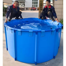 Zfmnoyev Round Canvas Fish Pond Pool, Above Ground Pool, Large Fold Aquarium Children's Pool Fish Tank, Outdoor Pool for Backyard, Easy to Install (Color : Blue, Size : 2.5x1.2m)