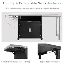 QUGURLID Versatile Outdoor Cabinet with Folding & Expandable Work Surfaces, Ample Storage Space, and Lockable Wheels