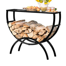 Firewood Log Stacking Rack with Storage Tabletop Floor Standing Steel Rack for Wood Stove/Pit