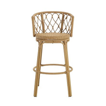Christopher Knight Home Harrison 28.75"H Outdoor Barstools Set of 4, Rattan Bar Chair, Barrel Backrest Counter Stool, Country Style Bistro Stool, Patio Barstools for Gardern Orchard Yard, Light Brown