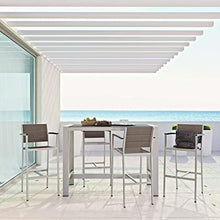 Modway Shore 5-Piece Aluminum Outdoor Patio Pub Bistro Set Silver Gray