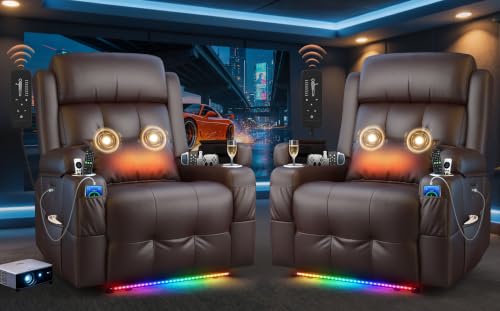 Reclining Loveseat Sofa, RV Loveseat Recliner Wall Hugger Couch, Home Theater Seating, Massage Loveseat with Console, USB & Type-C Ports, Storage Armrests for Living Room, Camper, Game Room, Man Cave