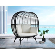 Acme Penelope Patio Lounge Chair Cream Fabric and Black Finish