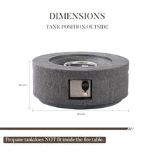 Cosiest Propane Fire Pit for Outside, 28 in Round Gas Fire Pits for Outdoor Patio, Certified, 50000 BTU Concrete Rectangle Base with Rain Cover, Free Lava Rocks