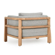 Classic Home Aston Teak Wood Fabric Upholstery Modern Outdoor Accent Chair Gray