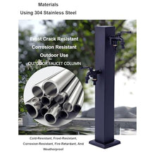PUCNHZYNW Black Freestanding Garden Water Column with 2 Double Outlet Faucet Hose Stand 304 Stainless Steel Outdoor Antifreeze Faucet Water Tap