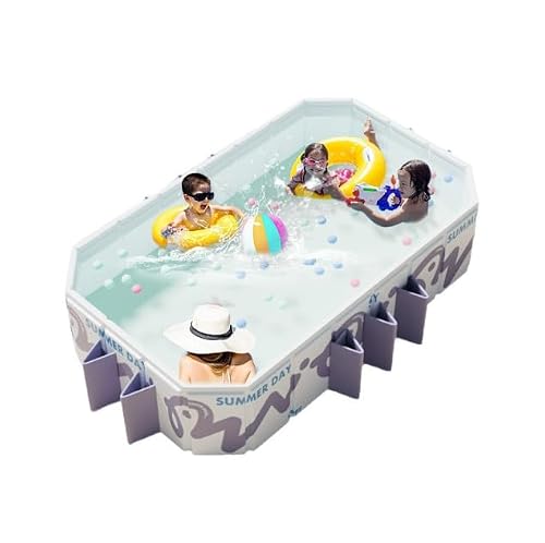 YUEWO Foldable PVC Swimming Pool Hard Plastic Shell Portable Swimming Pool for Adults Blow Up Pool for Family Garden Backyard (2.6m/102in, Purple)