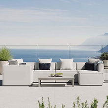 Modway EEI-4386-WHI Saybrook Patio Upholstered Sectional Sofa in White, 6-Piece Set