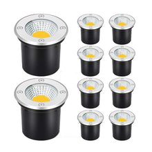 tyfuture 10 Pack Low Voltage Landscape Well Lights Outdoor COB Ground Lights IP66 Waterproof AC12/24V LED Underground Light for Bridge Garden Driveway Deck Patio Yard Embedded Spotlight (Color : Warm
