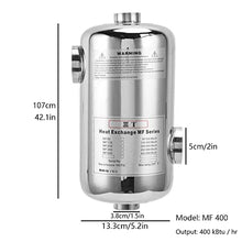 Pool Heat Exchanger - 400 KBtu Stainless Steel Outdoor Wood Boiler, Swimming Pool,Spa Heat Exchanger Applications, MF 400, Silver