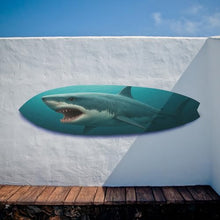 JennyGems Outdoor Shark Surfboard Wall Art Ocean Themed Shark Decor, Weatherproof PVC Beach House Sign Decorative Coastal Wall Hanging, 5 Foot