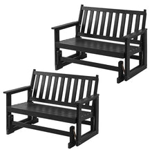 Furnimart 2-Piece Patio Glider Bench Set, HDPE All-Weather Outdoor 2-Person Gliders, Heavy-Duty No-Wobble Frame, Supports 660 LBS Each, Porch, Backyard, Garden & Deck, Black