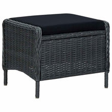 Molumvel 7 Piece Patio Dining Set with Acacia Wood Table and Reclining Rattan Chairs, Dark Gray Outdoor Furniture for Garden, Backyard, and Dining