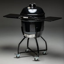 19” Large Kamado Gourmet Revolutionary Ceramic Grill & Smoker – Includes Cart, Bamboo Side Shelves, Patented Forge Fire Chamber, Versa-Grid Cooking System, Built-in Thermometer – Black Pepper