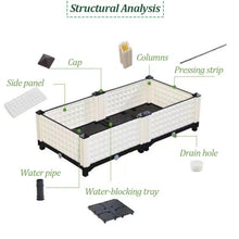 Dalumian Raised Garden Bed Kit, Outdoor Plastic Planter Pot, Standing Narrow Plant Stand, Rectangle Planters, Plant Shelf for Balcony, Rooftop, Patio or Yard (White)(Double Layer)