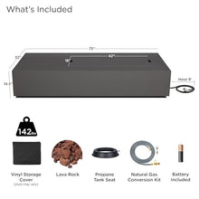Real Flame Aegean 72in Rectangle Propane or Natural Gas Fire Pit Table, 65,000 BTU, Powder-Coated Steel, Push-Button Ignition, CSA Certified, Stainless Steel Burner with Lid (Weathered Slate)