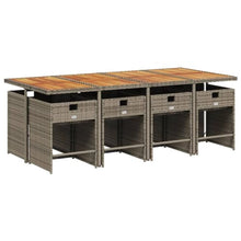 LKJVFCPW 9 Piece Patio Dining Set with Cushions, Foldable PE Rattan Garden Table and 8 Chairs for Outdoor Backyard Deck Furniture, Gray