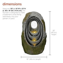 Alpine Corporation WIN1702 32" H, 4-Tier Rainforest Fountain with LED Lights, Oval Shaped – Outdoor Waterfall Feature for Garden & Patio Décor, Brown