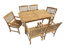 Pebble Lane Living | Santorini 7pc Premium Teak Dining Set | Teak | Brown | 1 Table - 6 Chairs
