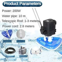 Swimming Pool Vacuum Cleaner, 200W 10-Meter Hose and 2.8-Meter Power Cord Underwater Swimming Pool Vacuum Cleaner, Suitable for Underground Pools, Fish Ponds and Bathtub Pools