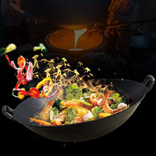 UWYTGF Iron Wok with Wooden Lid, Outdoor Stove Household Cooking Pot Made of Iron, Diameter 44 Cm