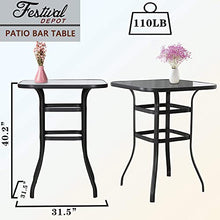 Festival Depot 11pcs Patio Dining Set Bar Height Swivel Bistro Chairs with Armrest and Glass Top Table Blue