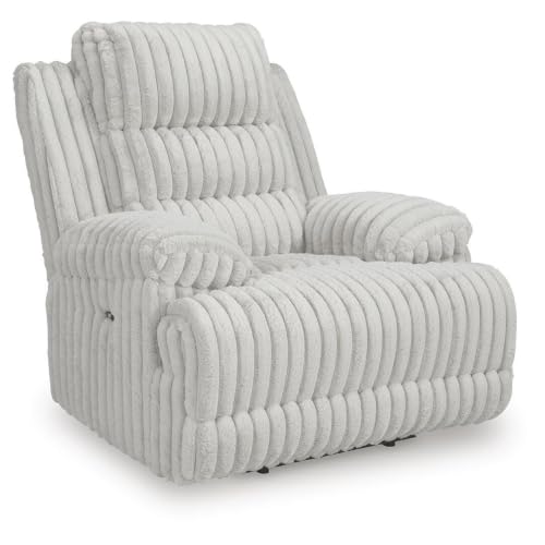 Becca Zero Wall Power Recliner Chair w USB, Pillow Arms, Gray Corduroy