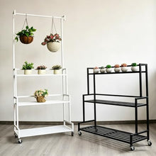 3-Tier Rolling Metal Utility Cart Plant Display Stand For Garage Home