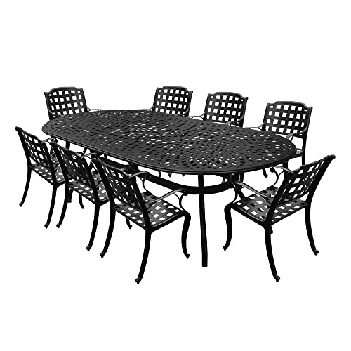 Oakland Living Modern Outdoor Mesh Lattice Aluminum 95-in Black Patio Dining Set