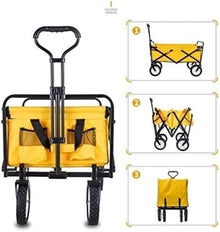 Heavy Duty Folding Wagon Cart, Beach Garden Utility Trolley with Adjustable Handle, Large Capacity, Waterproof, and Rubber Wheels(Grün)