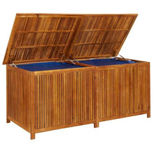 GPUTYGHN Solid Acacia Wood Patio Storage Box 68.9x31.5x29.5 Inch with Gas-Lift Lid, Waterproof Zippered Bag, Bench and Side Table for Cushions, Garden Tools