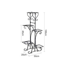 MIIKHI Flower Stand Metal Plant Stand Flower Pot Shelf 5 Tier Classic Patio Stand Holder Displaying Multiple Plants Flowers Storage Shelf,Brown,50X20X106Cm