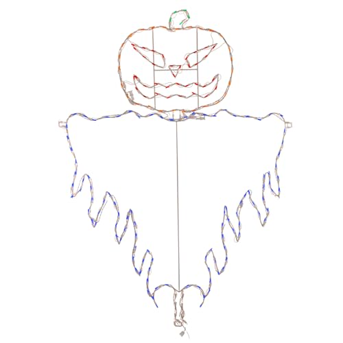 Holidynamics 72in LED Evil Jack-O-Lantern Scarecrow Outdoor Halloween Decoration - Spine-Chilling and Eye-Catching Accent for Your Outdoor Halloween Haunt