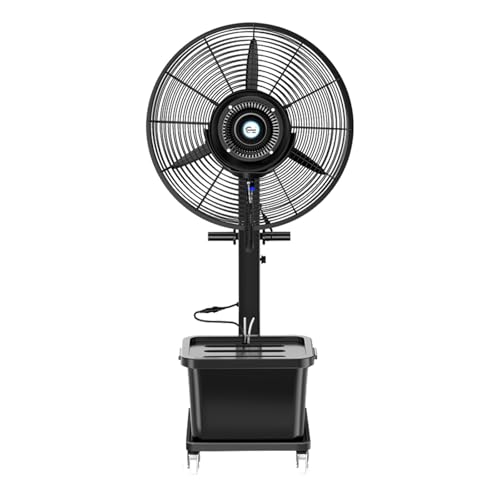 ZTYGXMB Industrial Misting Fans for Outside, Pedestal Oscillating Cooling Fan, 3 Speeds, with 11 Gal Tank, Rapid Cooling 3°-12°C, High-Velocity Patio Standing Spray Fans D21.6''*H62.6''