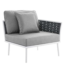 Modway Stance 8 Piece Outdoor Patio Aluminum Outdoor Patio Aluminum Sectional Sofa Set in White Gray