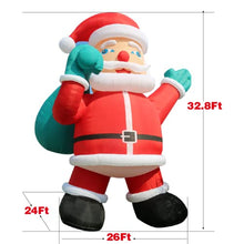 OZIS Giant 33Ft Inflatable Santa Claus Holding Gift Bag Red