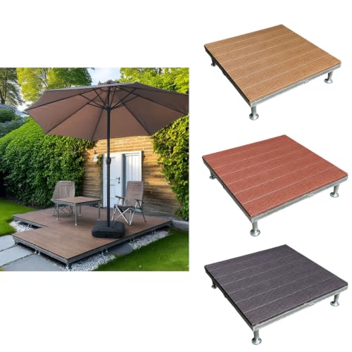 Crysthyuan Outdoor Deck Platform with Adjustable Feet, Raised Patio Flooring Base, Composite Garden Deck Panel for Umbrella Seating, Backyard and Camping Use