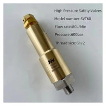 Safety Regulator Relief Valve, Brass G1/2 Male 60MPA Large Flow Triplex Plunger Pump Pressure Washer Parts Pressure Pump SVT-60