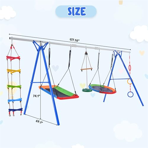 PRODC 5-in-1 Outdoor Toddler Swing Set with Steel Frame
