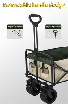 Big Vendor Cart for Outdoor Event – Portable Mobile Food Cart, Heavy Duty Folding Utility Grocery Wagon, for Commercial Street, Beaches, Festivals, Farmers Market(Beige,35.4x39.3in)