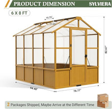 6×8 FT Walk-in Wooden Greenhouse with Adjustable Roof